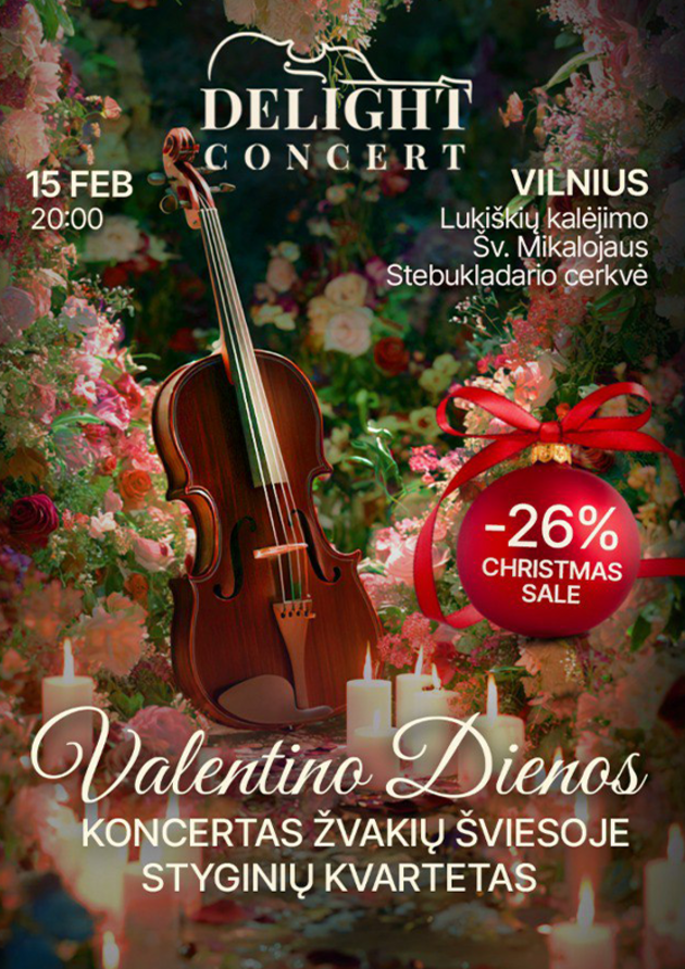 Valentine’s Concert with candles  String Quartet. Vilnius