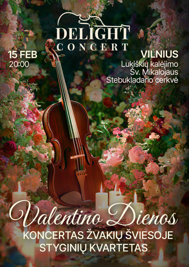 Valentino Dienos Koncertas žvakių šviesoje Styginių Kvartetas. Vilnius